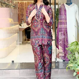 SRF JAIPUR Printed Mandarin Collar Tunic & Trousers Co-Ords image 4