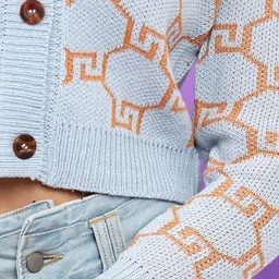 NOWI Women Printed Woollen Crop Cardigan image 5