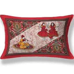 MANDAKINI Maroon Ethnic Motifs 144 TC Single Bedsheet With Pillow Cover image 4