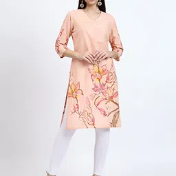 RAISHREE Women Floral Printed V-Neck Straight Kurta-picture-24