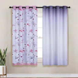 Myntra Elegant Homes Lavender & Red Set of 2 Floral Window Curtain-image-16