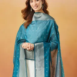 Fabindia Ethnic Motifs Woven Design Cotton Silk Dupatta with Zari-picture-12