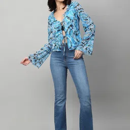 TARAMA Women Bootcut High-Rise Light Fade Stretchable Jeans image 5