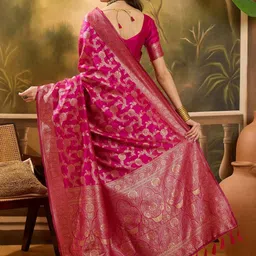 Desi Fusion Ethnic Motifs Woven Design Zari Pure Cotton Saree image 2