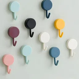 DeoDap 10 Piece Multicolors Self-Adhesive Sticky Wall Hooks-image-46