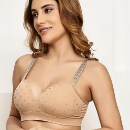 PrettyCat Beige Non-Wired Cotton T-shirt Bra image 3
