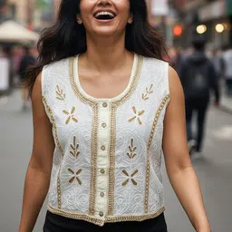 ZHOF Embellished Embroidered Cotton Crop Top image 2