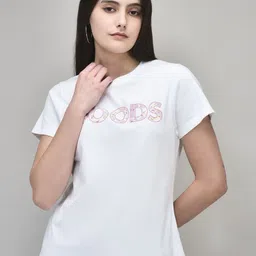 Woods Typography Printed Round Neck Cotton Tshirt-image-14
