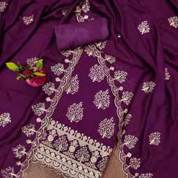 rangtulika ethnics Rangtulika Floral Embroidered Unstitched Dress Material-picture-26