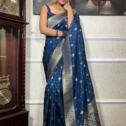 Anjaneya Sarees Woven Design Zari Silk Blend Banarasi Saree-picture-23