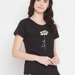 Moda Rapido Women Floral Printed Round Neck Cotton T-shirt-picture-39
