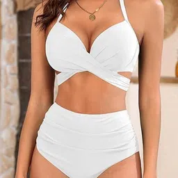 BEACH RIOT Women Halter Neck Wrap Medium Coverage Cut Out Basics Padded Swim Bikini Set-image-31