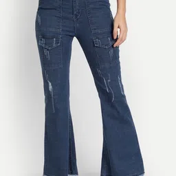 Chemistry Women Jean Bootcut Low Distress High-Rise Light Fade Non Stretchable Jeans-image-55