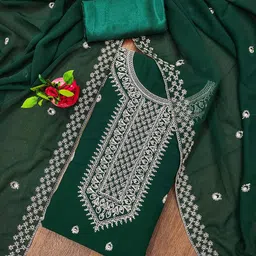 SHADOW & SAINING Embroidered Silk Georgette Unstitched Dress Material-picture-10