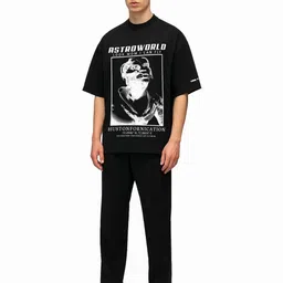 Vibe The Hype Men Graphic Printed Oversized Cotton T-shirt image 4