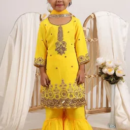 Sangria Girls Georgette Printed Top with Sharara & With Dupatta Kurta Sets-picture-20