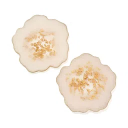 DULI 2Pcs Cream-Colored & Yellow Textured Flower Coasters image 5
