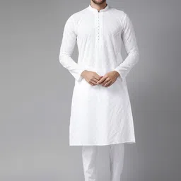 Dizora Men Embroidered Mandarin Collar Thread Work Kurta-image-85