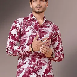 MARMIC FAB Men Classic Slim Fit Abstract Printed Spread Collar Casual Shirt image 3