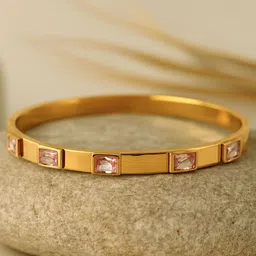 Bohey by KARATCART Gold-Plated Artificial Stones Studded Bangle-Style Bracelet-image-39
