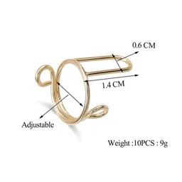 OPUS GEMS Set Of 10 Gold-Plated Adjustable Finger Rings image 4