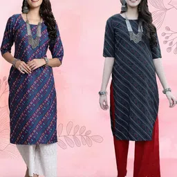 Ethnic basket Women Pack Of 2 Multicoloured Crepe Kurtas-picture-14