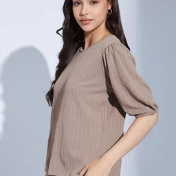 Selvia Women Textured Round Neck Top image 3