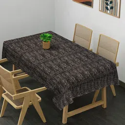 KLOTTHE Brown & Beige Cotton 6-Seater Table Cover with Embellished details-picture-50
