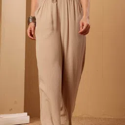 ELIAKI ENTERPRISES Women Wide Leg High-Rise Drawstring Palazzos-image-3