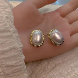 DIVASTRI Gold-Plated Pearls Beaded Korean Contemporary Studs image 2