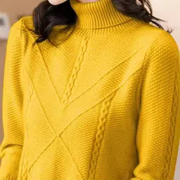 DressBerry Women Yellow Solid Cotton Pullover Sweaters-image-0