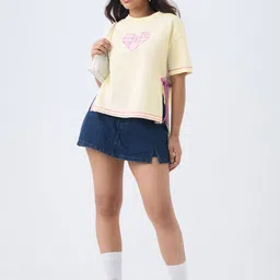 The Souled Store Women Typography Printed Drop-Shoulder Sleeves T-shirt image 3