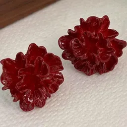 AKISON JEWELS Women Maroon Floral Stud Earrings-picture-23