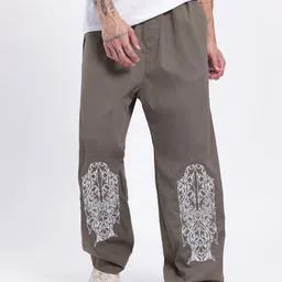 glitchez Men Relaxed Grey Polyester Trousers image 2