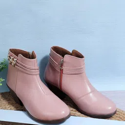 Padchin Women Synthetic Round Toe Block Zipper Closure Boots-picture-14