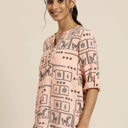 SHALIG Print Roll-Up Sleeves Ethnic Top image 2