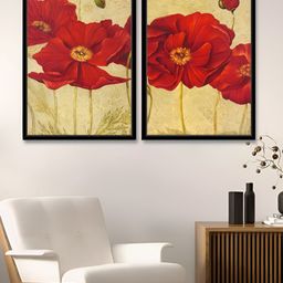 Myntra Elegant Homes Retro Poppy Beige & Red 2 Piece Printed Canvas Wall Art-picture-14