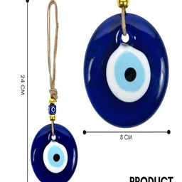 LINENSUTRA Blue & White Evil Eye Hanging Glass Windchimes image 4