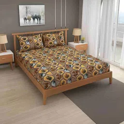 BREVARD Grey Graphic King Bedsheet with 2 Pillow Covers-picture-32