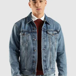 Calvin Klein Jeans Men Spread Collar Washed Casual Cotton Denim Jacket-picture-36