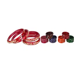 SOMIL Set Of 28 Stone-Studded & Beaded Bangles-image-34