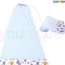 younique Cotton Infants Washable Mosquito Net for Baby Cradle / Baby Jhula with Side Zip Opening (0-3 Yrs)-Purple Mosquito Net-picture-16