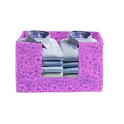 Kuber Industries Purple & Navy Blue 4 Pieces Floral Printed Drawer Organisers image 3