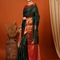 SILKWEAR Ethnic Motifs Zari Banarasi Saree-image-21