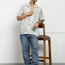 Metronaut Floral Printed Cuban Collar Casual Shirt-picture-26