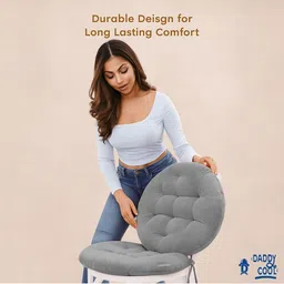 DADDY COOL 2-Pcs Grey Round Chair Pads image 3