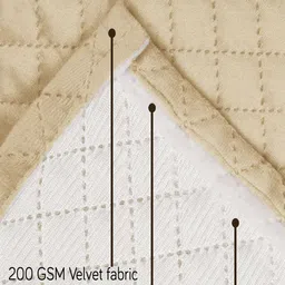 HOKIPO Beige Quilted Velvet 3 Seater Sofa Cover With Arms image 2