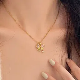 Bauble Cluster Gold-Plated Artificial Stones Studded Contemporary Pendants with Chains image 3