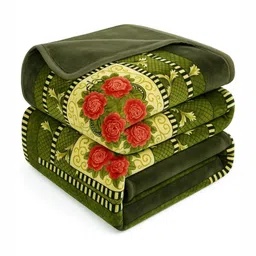 bsb home Green Floral Mild Winter 500 GSM Double Bed Blanket-picture-31