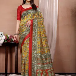 KANOODA Warli Printed Saree with Blouse Piece-picture-19
